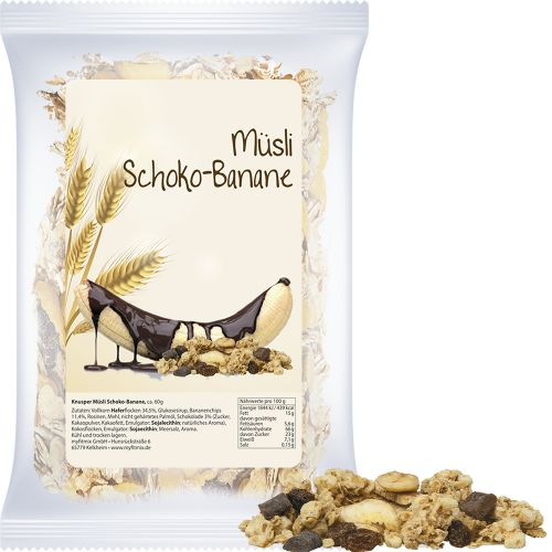 Müsli Knusper Banane-Schoko, ca. 60g, Express Maxi-Tüte mit Etikett