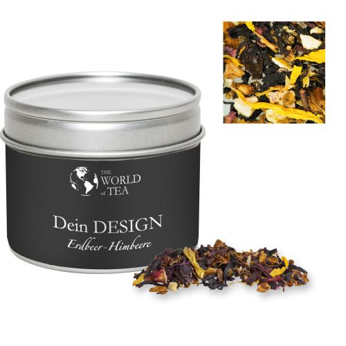 Früchtetee Erdbeer-Himbeere, ca. 30g, Metalldose mit Sichtfenster