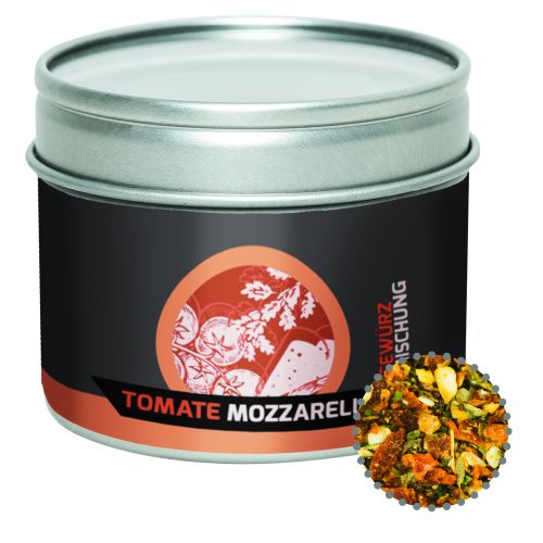 Gewürzmischung Tomate-Mozzarella, ca. 40g, Metalldose mit Sichtfenster