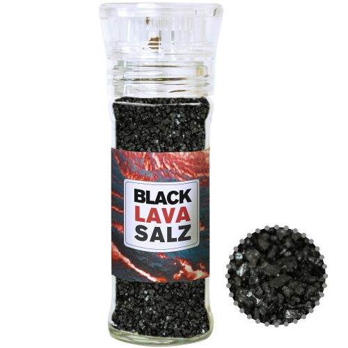 Gewürzmischung Black Lava Salz, ca. 80g, transparente Gewürzmühle