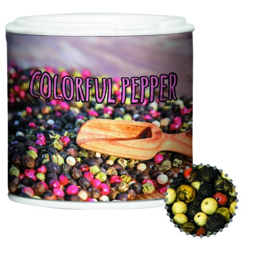 Gewürzmischung bunte Pfefferkörner, ca. 20g, Gewürzpappstreuer