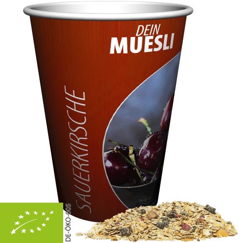 Bio Müsli Sauerkirsche, ca. 50g, Snackbecher Maxi